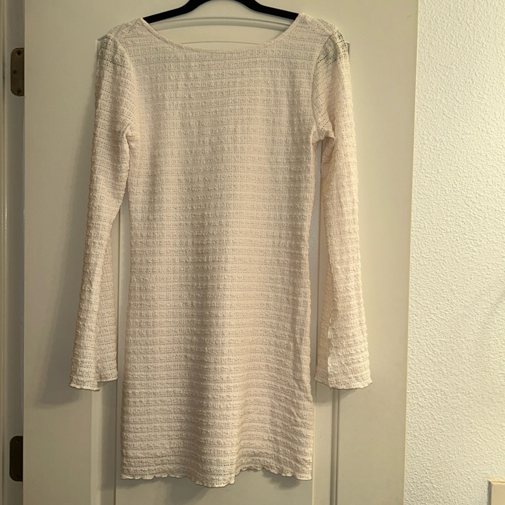 Long sleeve cream colored mini dress!